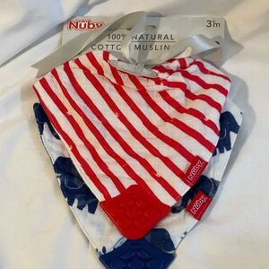 Nuby 100% Natural Cotton Muslin Bib w/ Teething Corner 3m+ Unisex Reversible 2pk